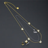 Mother of Pearl Butterfly Dainty Necklace Earring set, Sku#BXG15
