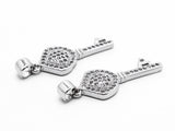 CZ Micro Pave Key Shape Pendant, Cubic Zirconia Key Shape Pendant for Necklace Bracelet Earrings Making,10x24mm,sku#Y39