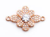 CZ Micro Pave Rhombus Flower Connector/Link, Cubic Zirconia Pave Bracelet Necklace Connector,16x25mm,sku#Y37