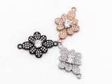 CZ Micro Pave Rhombus Flower Connector/Link, Cubic Zirconia Pave Bracelet Necklace Connector,16x25mm,sku#Y37