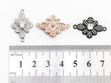CZ Micro Pave Rhombus Flower Connector/Link, Cubic Zirconia Pave Bracelet Necklace Connector,16x25mm,sku#Y37