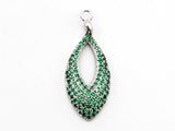 Green CZ Micro Pave Teardrop Go-Go Pendant, Cubic Zirconia Oval Leaf Pendant for Necklace Bracelet Earrings Making, 13x31mm,sku#Y48