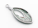 Green CZ Micro Pave Teardrop Go-Go Pendant, Cubic Zirconia Oval Leaf Pendant for Necklace Bracelet Earrings Making, 13x31mm,sku#Y48