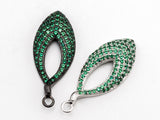 Green CZ Micro Pave Teardrop Go-Go Pendant, Cubic Zirconia Oval Leaf Pendant for Necklace Bracelet Earrings Making, 13x31mm,sku#Y48