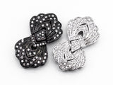 Clear CZ Micro Pave Double Flower Box Clasp, Cubic Zirconia Box Clasp, CZ Pave Tab Insert Clasp Fastener, 19X33X6mm, sku#Y64