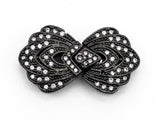 Clear CZ Micro Pave Double Flower Box Clasp, Cubic Zirconia Box Clasp, CZ Pave Tab Insert Clasp Fastener, 19X33X6mm, sku#Y64
