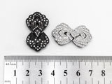 Clear CZ Micro Pave Double Flower Box Clasp, Cubic Zirconia Box Clasp, CZ Pave Tab Insert Clasp Fastener, 19X33X6mm, sku#Y64