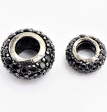 Black CZ Micro Pave On Black Rondelle Big Hole Spacer Beads, Cubic Zirconia Rondelle Spacer Beads, Pave Beads, 3x8/5x10mm, sku#C74