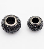Black CZ Pave On Black Rondelle Big Hole Spacer Beads, Cubic Zirconia Rondelle Spacer Beads, Pave Beads,6x8/6x10mm, sku#C75