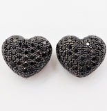 15mm Black CZ Micro Pave Puffy Heart Beads, CZ Pave Heart Beads Charm, Cubic Zirconia Heart Space Beads, SKU#C78