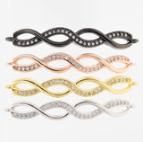 CZ Micro Pave Double Infinity Connector for Bracelet/Necklace,Silver/Gold/Rose Gold/Black Spacer Connector/Link Connector,6x41mm,sku#E405