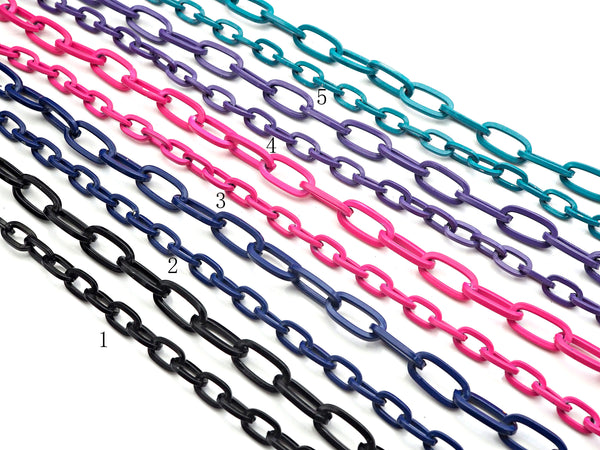 New Colorful Enamel Oval Paper Clip Chain, Enamel Pop Chain, Colored Metal Chain, Wholesale Enamel Chain, sku#E540