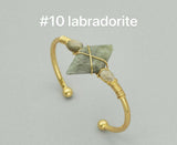 Natural Gemstone Wire Wrapped Gold Cuff Bracelet, SKU#LY26