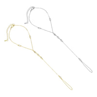 CZ Gold Silver CZ link Chain Hand Jewelry, Sku#EF557