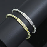 Gold Silver Hematite with Love bar Stretchy Bracelet, Sku#EF775