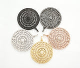 40mm Large CZ Micro Pave Hollow out Filigree Round Disc Pendant, Cubic Zirconia Rose Gold/Gold/Silver/Black Focal Pendant, 40x43mm, F498C