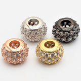 CZ Micro Pave Large Hole Rondelle Beads, Cubic Zirconia Pave Beads, 6mm/8mm/10mm Shamballa Ball beads, CZ Space Beads,sku#G412
