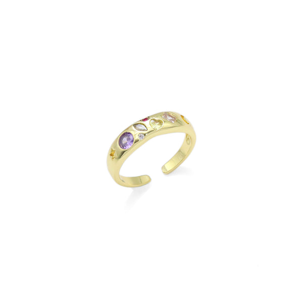 Gold Rectangle CZ Stone band Ring, Sku#Y907