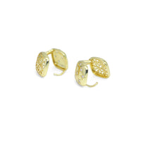 Gold Silver Flower Diamond Stud Earrings, Sku#A227