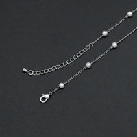 Gold Silver Dainty Pearl Chain Necklace, Sku#EF582