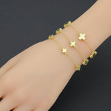 Double sides Gold Flower Chain Bracelet,  Sku#FH249