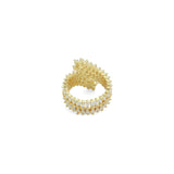 Baguette CZ wheat flower Adjustable Ring, Sku#LD610