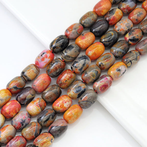 13x18mm Brown Orange Agate Smooth Drum Shape Beads, Sku#U1792