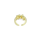 Clear CZ Twisted Rope Statement Gold Adjustable Ring, Sku#LD619