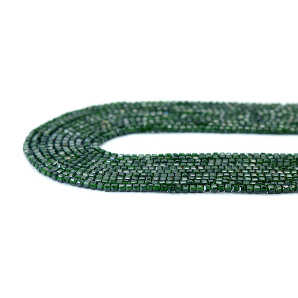 2x2mm Faceted Cube Green Goldstone Beads, Sku#U1794