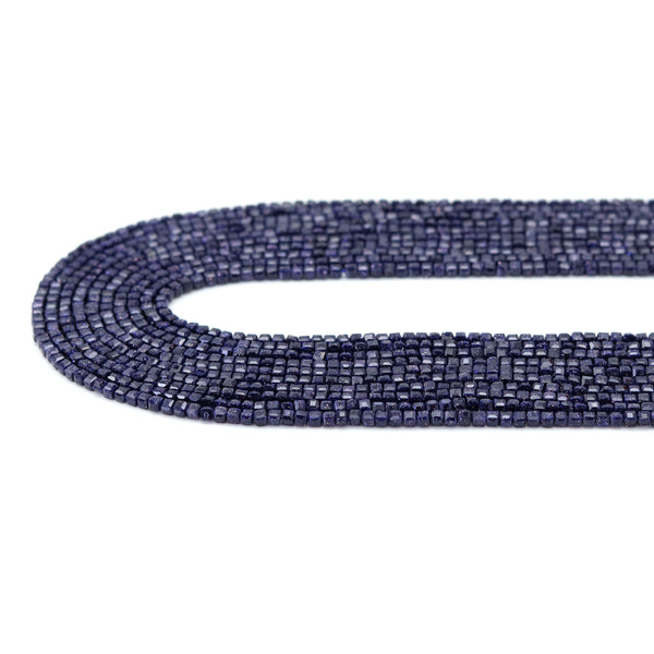 2x2mm Faceted Cube Blue Goldstone Beads, Sku#U1795