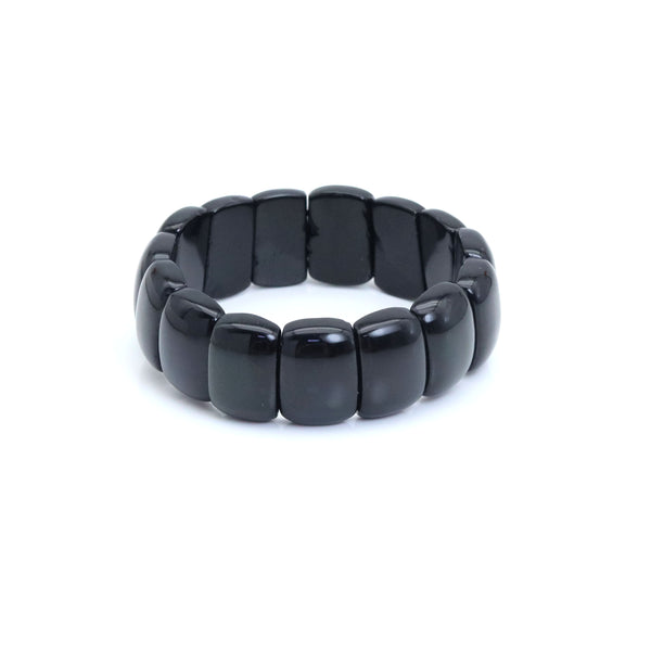 11x20mm Obsidian Rectangle Stretchy Bracelet, Sku#U2002