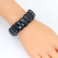 11x20mm Obsidian Rectangle Stretchy Bracelet, Sku#U2002