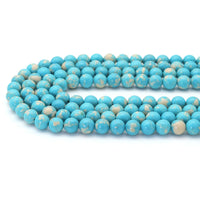Blue Reconstituted Turquoise Round Smooth Beads, Sku#U1798