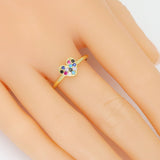 Clear Colorful CZ Heart Adjustable Ring, Sku#A384