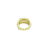 Clear CZ Gold Multiline baguette cz Adjustable Ring, Sku#LX662