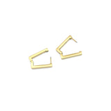 Gold Rectangle Geometry Huggie Earrings, Sku#A258