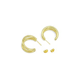 Gold / Silver Double Link Hoop Stud Earrings, Sku#A260