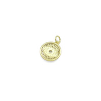 Gold Clear CZ Mother of Pearl Evil Eye Coin Shape Charm, Sku#LX462