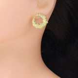 Gold Silver Twisted Hoop with Diamond Stud Earrings, Sku#A242