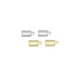 CZ Pave Rectangle Gold Silver Charm holder, Bail Pendant, Sku#A245