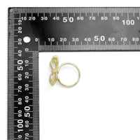 Gold Clear CZ Filigree Bowknot Statement Adjustable Ring, Sku#LX529