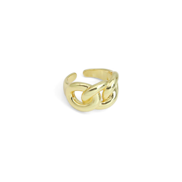 Gold Chunky Link Adjustable Ring, Sku#LX530