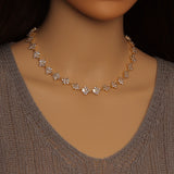Crystal Flower Link Gold Necklace/Bracelet, Sku#LD417