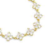 Crystal Flower Link Gold Necklace/Bracelet, Sku#LD417