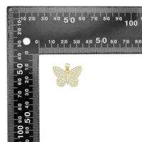 Gold Clear CZ Butterfly Charm Pendant, Sku#LX694