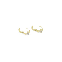 CZ Gold Cross Huggie Earrings, Sku#ZX180