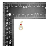 CZ Pave Enamel White Pearl Santa Claus Charm Pendant, Christmas Charm, Sku#LK952