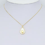 CZ Pave Mother of pearl Gold Avocado Drop Shape Charm Pendant, Sku#LK953
