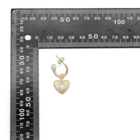 Gold White Pearl Heart  Earrings, Sku#ZX194