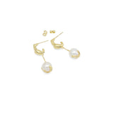 Chunky Hoop White Pearl Earrings, Sku#ZX197